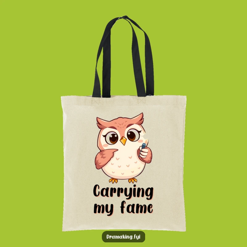 Funny Owl Spotlight Tote Bag: Excited Character Carry-All for Your Gear