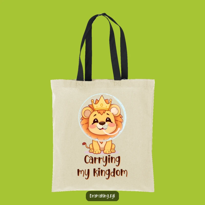 Funny Lion Cub Bubble Tote Bag: Cheerful Character Carry-All for Treasures