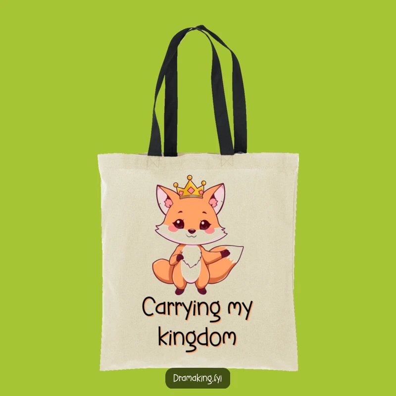 Funny Fox King Tote Bag: Regal Pose Accessory, Majestic & Practical Gift!