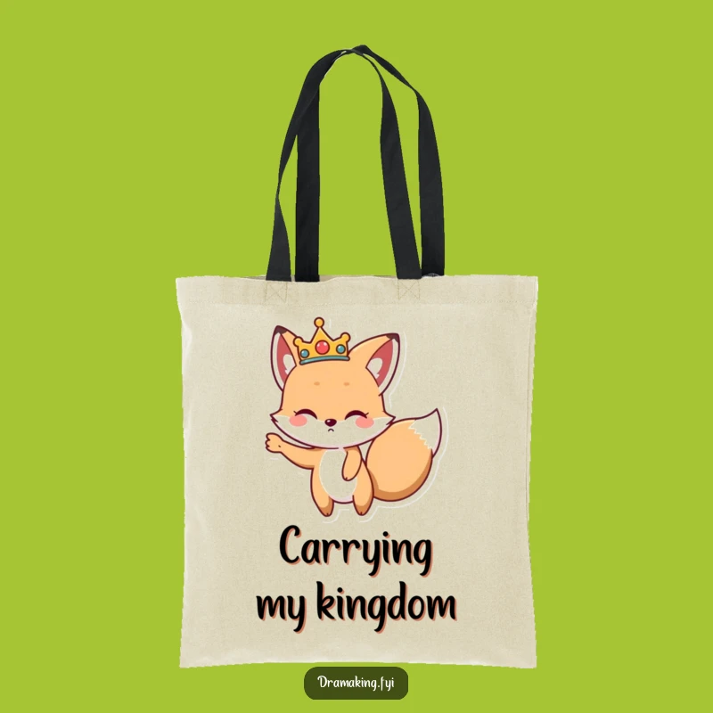 Funny Fox Crown Tote Bag: Carry Your Drama with Regal Style