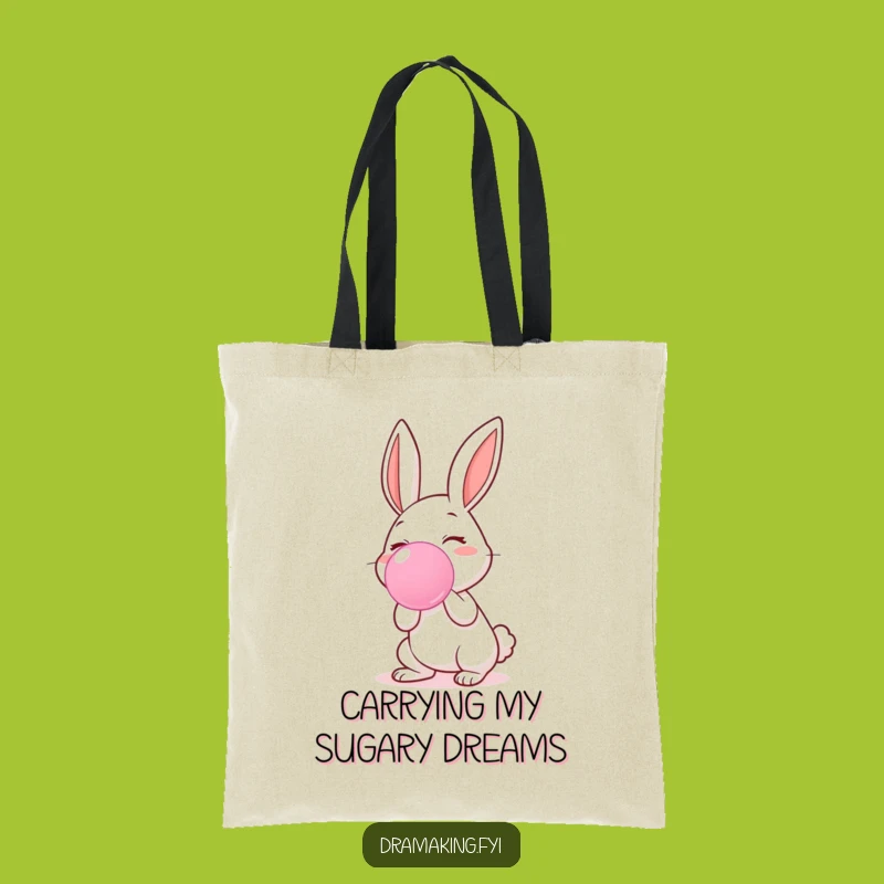 Funny Rabbit Blowing Bubblegum Tote Bag - Carry Your Fun in Style