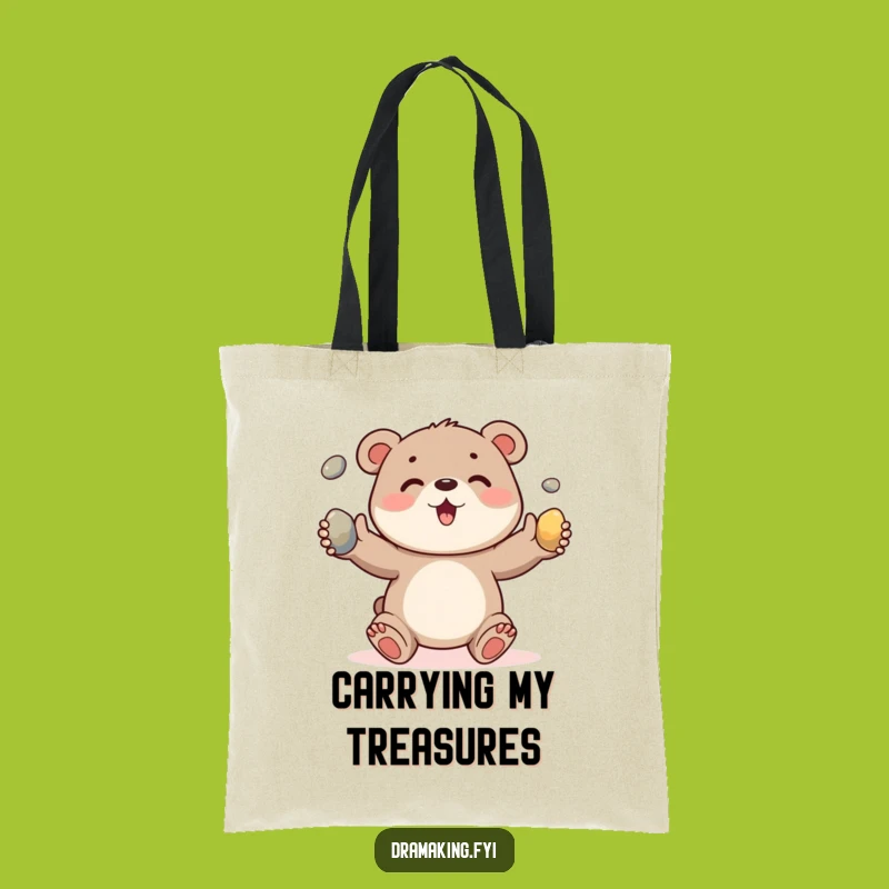 Funny Bear Cub Pebble Juggling Tote: Cute Animal Humor Carry-All Gift Bag