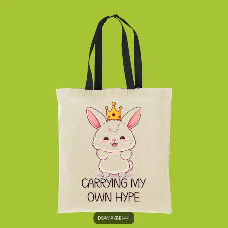 Funny Bunny King Tote Bag - Fluffy Crowned Character for Stylish and Humorous Errands