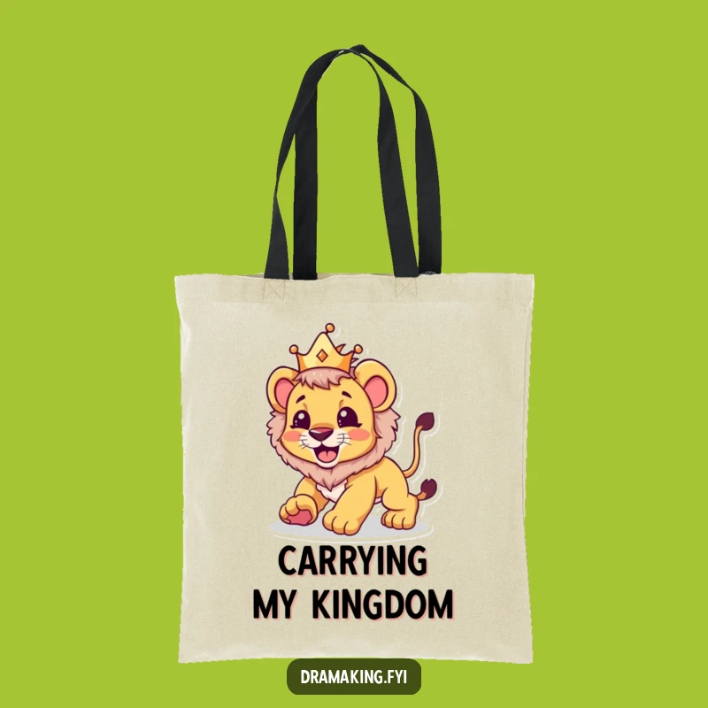 Funny Lion Cub Crown Tote Bag: Chic & Hilarious Carryall, Perfect Funny Gift!