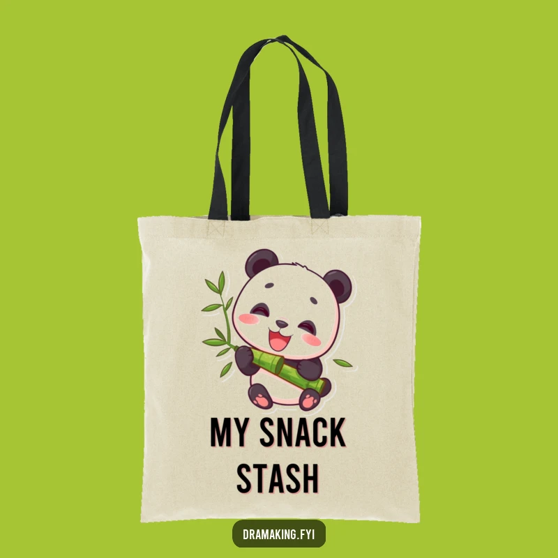 Funny Panda Bamboo Munching Tote Bag: Cute Character Carryall for Daily Delights