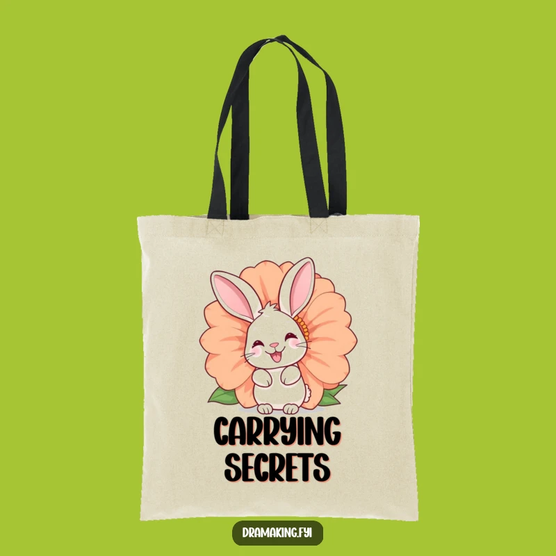 Funny Rabbit Tote Bag - Happy Bunny Flower Design, Practical Funny Gift