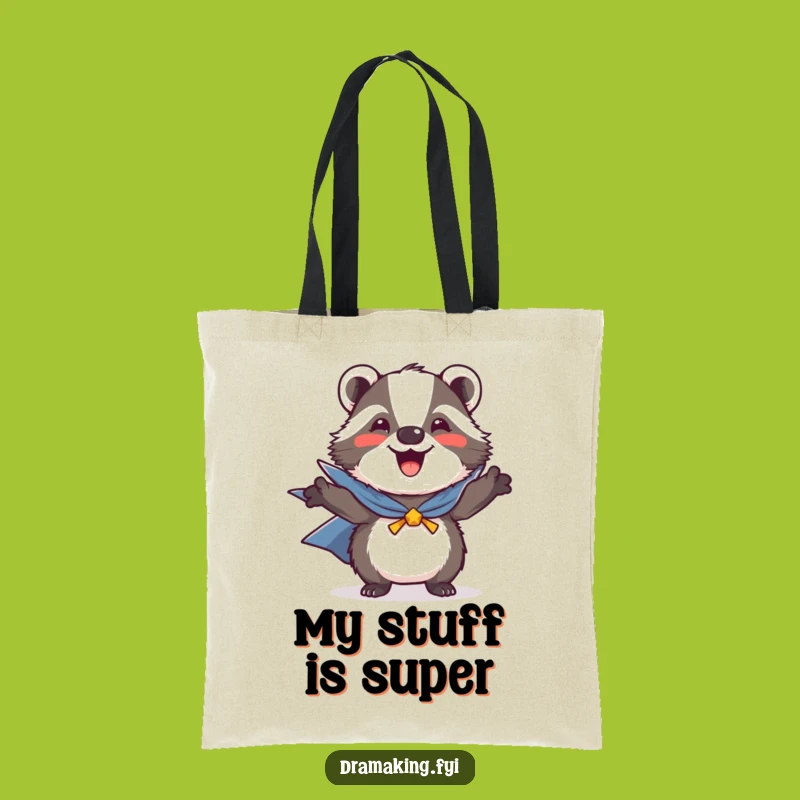 Funny Heroic Badger Tote Bag: Joyful Cape-Wearing Companion for Errands