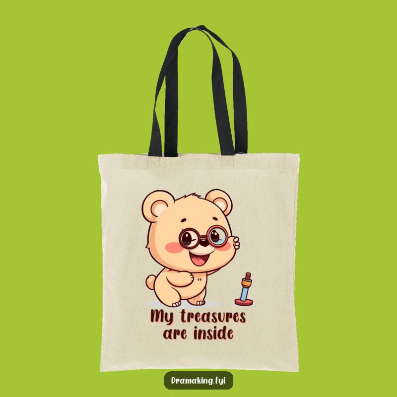 Funny Bear Cub Monocle Tote Bag - Chic & Hilarious Accessory